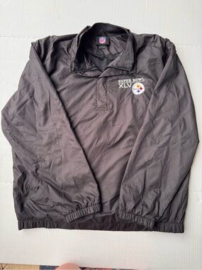 NFL Black Pullover Windbreaker with Super Bowl XLV Patch
